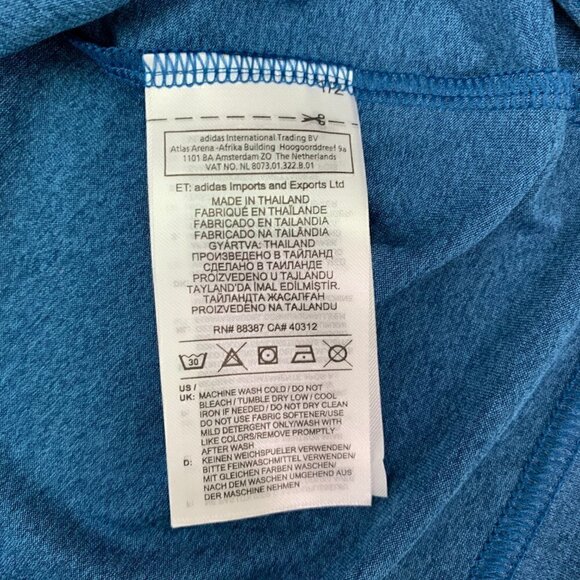 Adidas T Shirt Size XL Laser Pierced Spell Out Logo Crop Tee Blue Short Sleeve - Picture 8 of 9